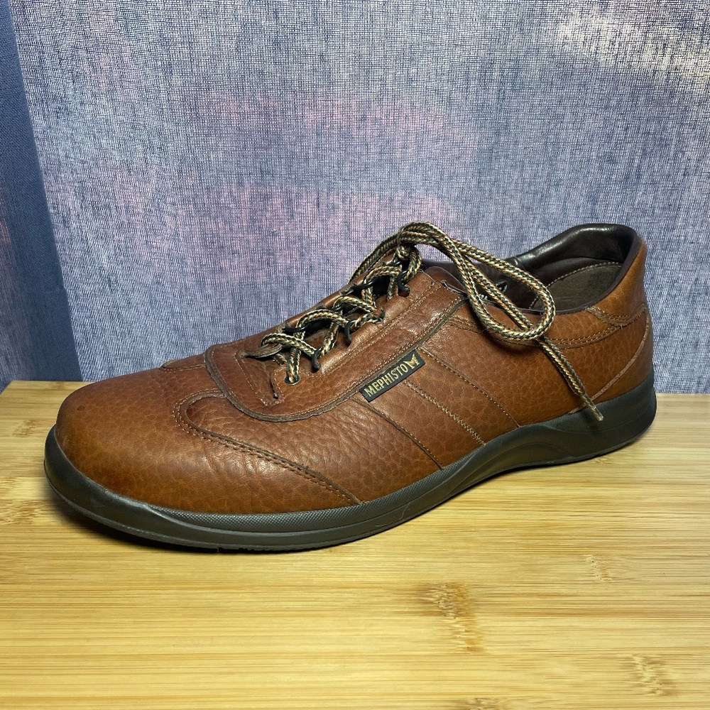 Mephisto Match Runoff Sz 13 Mens Brown Leather Shoes Sneakers Walking Lace Up